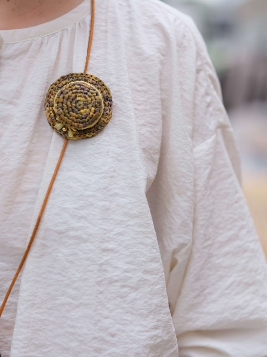 Handmade Straw Hat Brooch | Paper Yarn