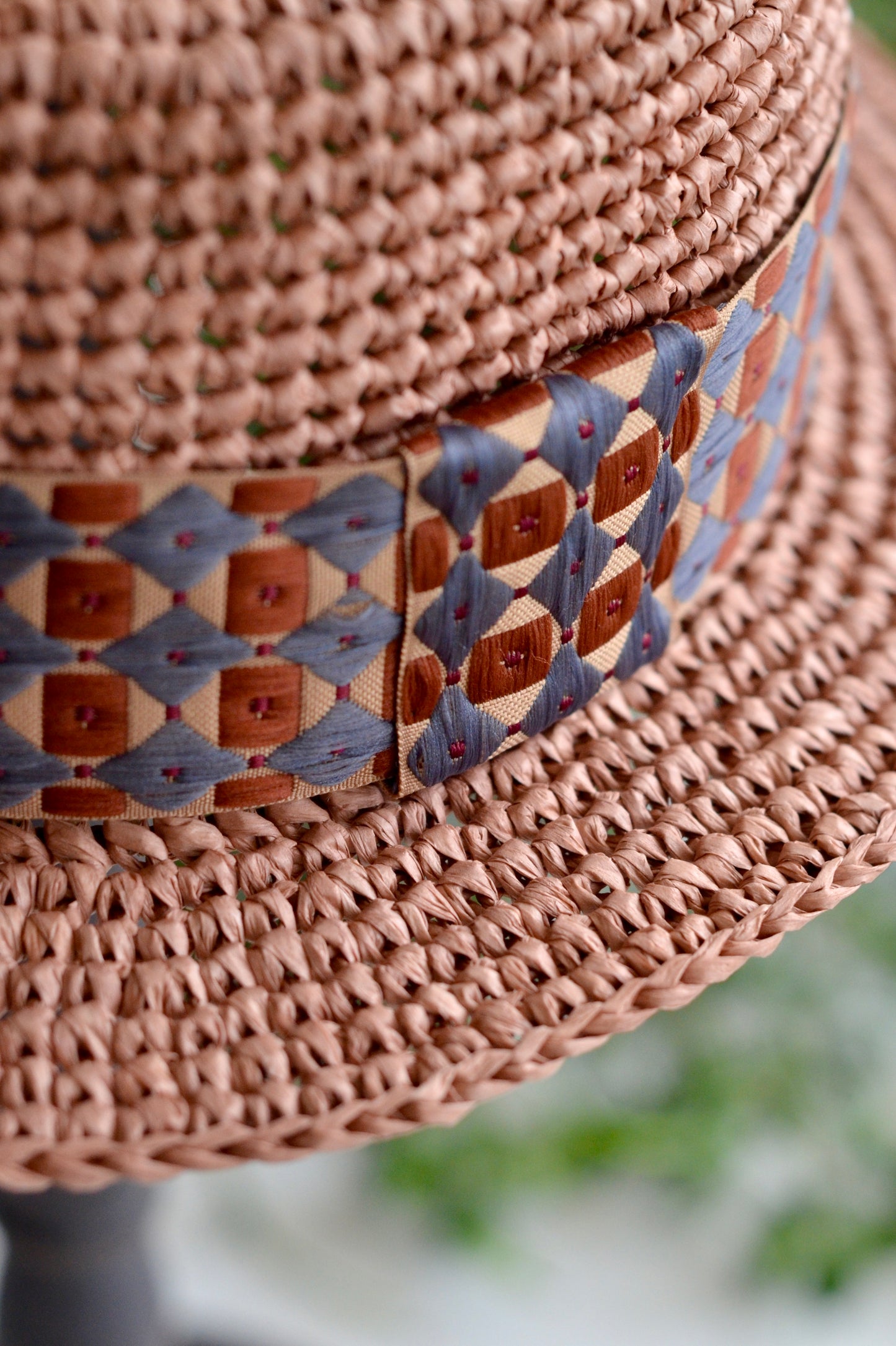 Sunset Sydney Flat-brim Hat (natural dyed paper yarn)