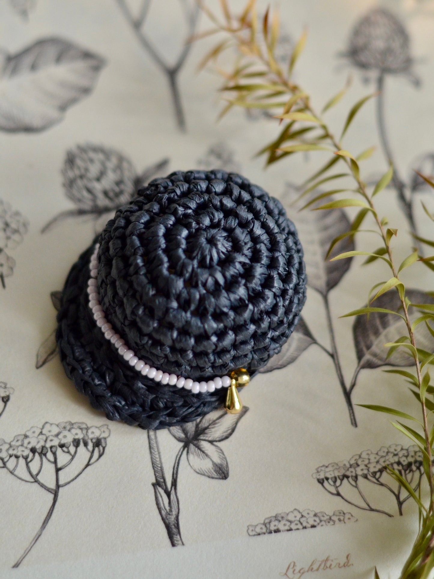 Handmade Straw Hat Brooch | Paper Yarn