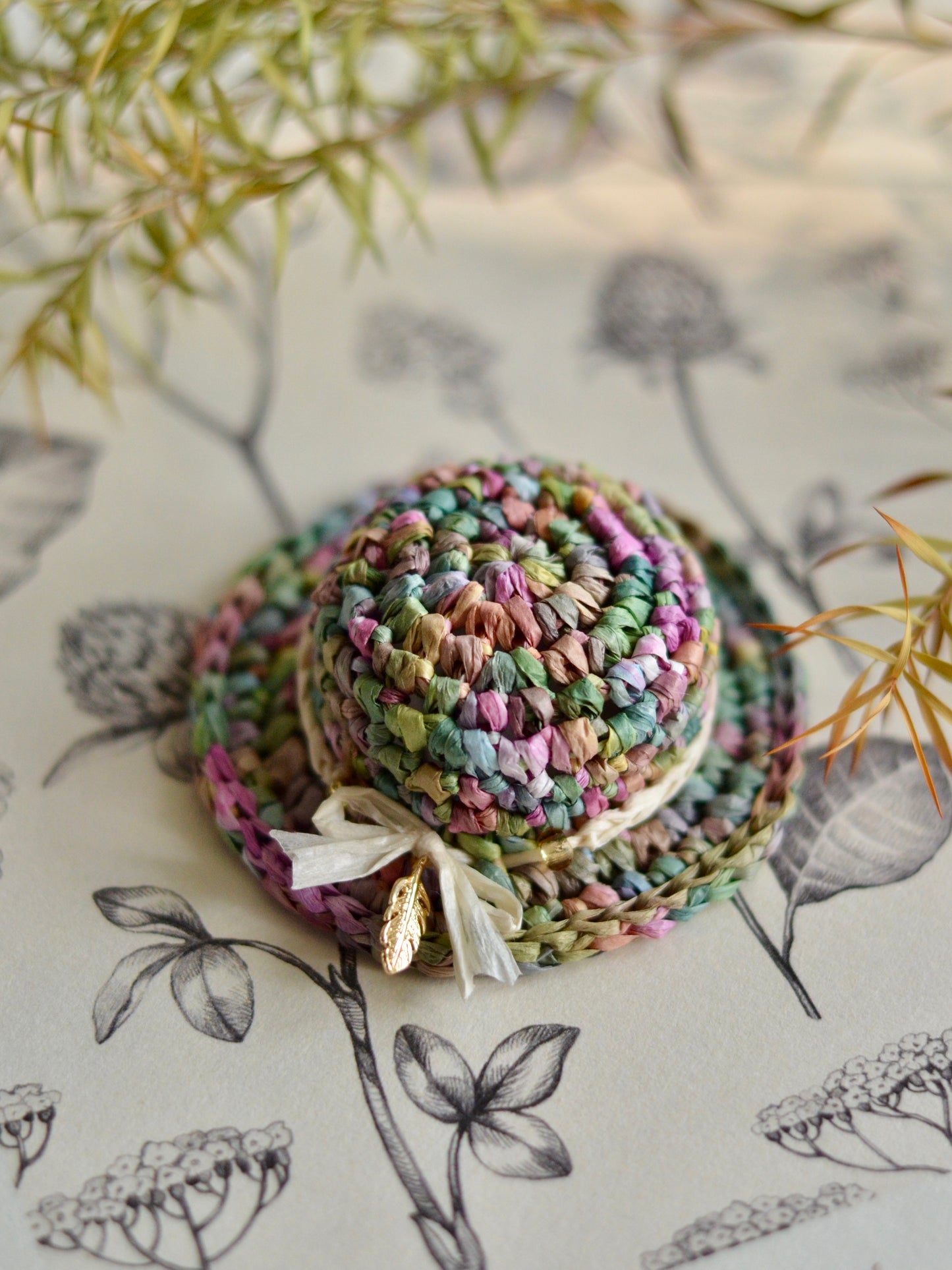 Handmade Straw Hat Brooch | Paper Yarn