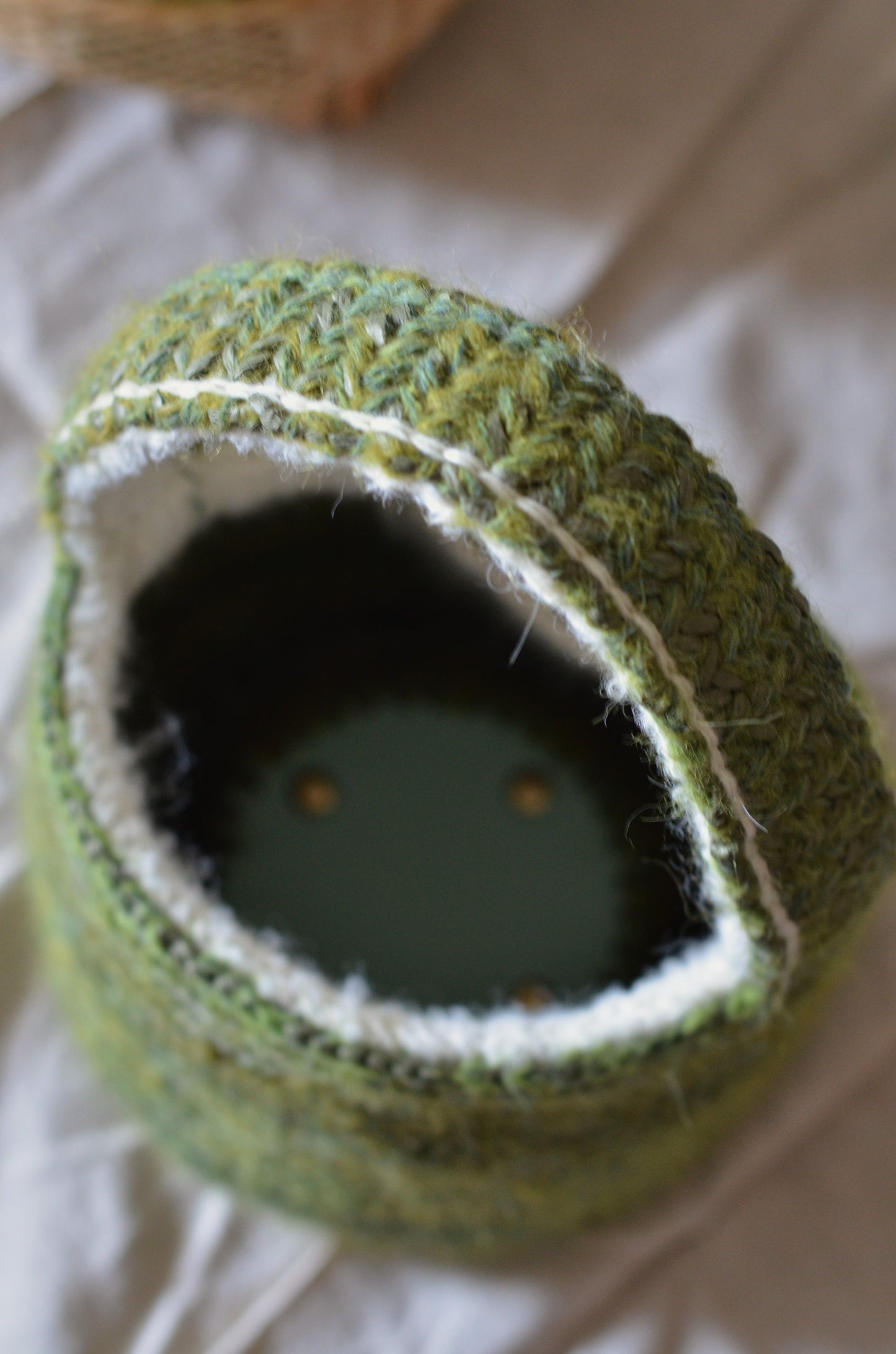 Mélange Green Bucket Bag | wool, fluffy alpaca, paper yarn | ready-to-ship
