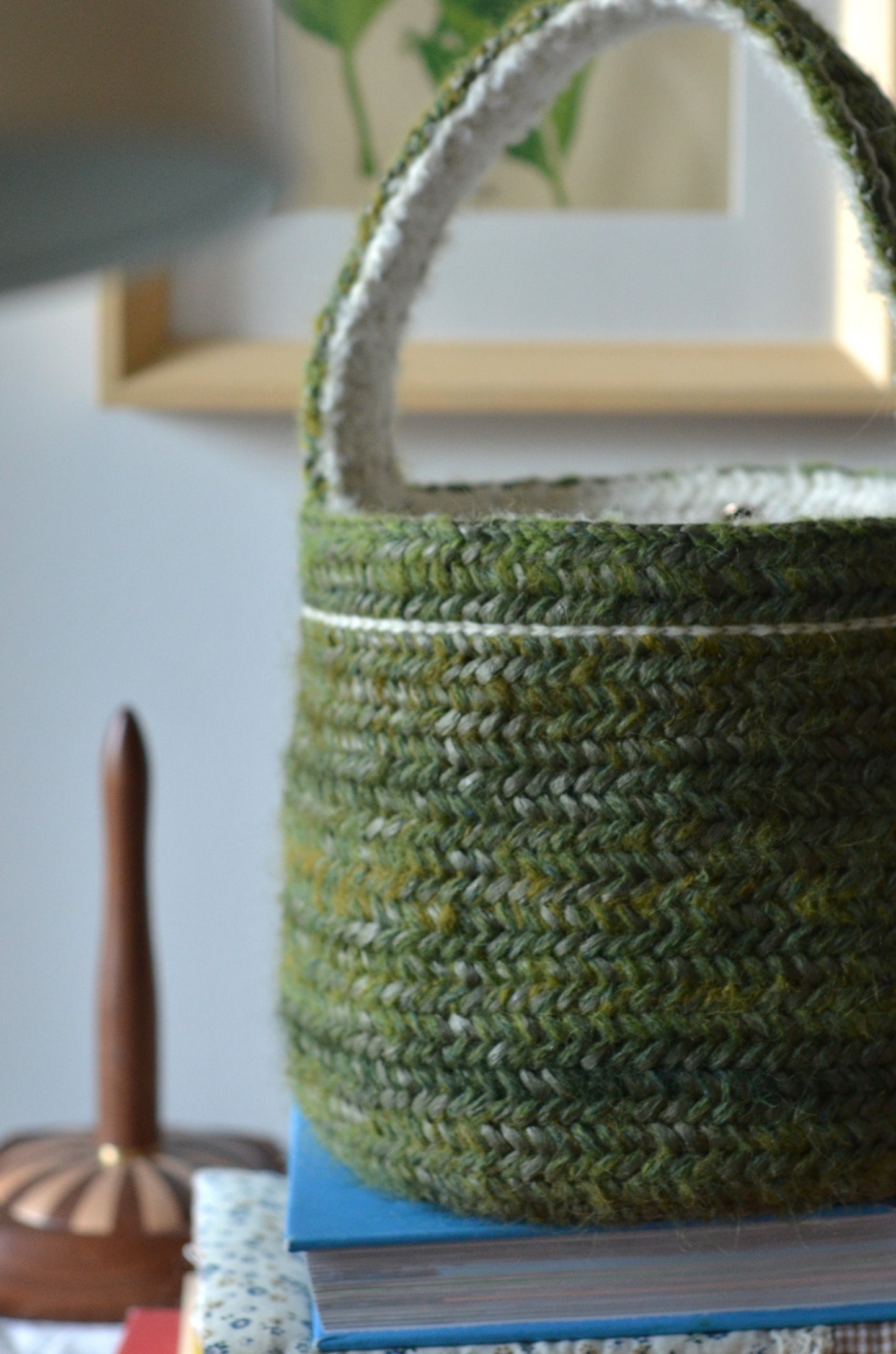 Mélange Green Bucket Bag | wool, fluffy alpaca, paper yarn | ready-to-ship