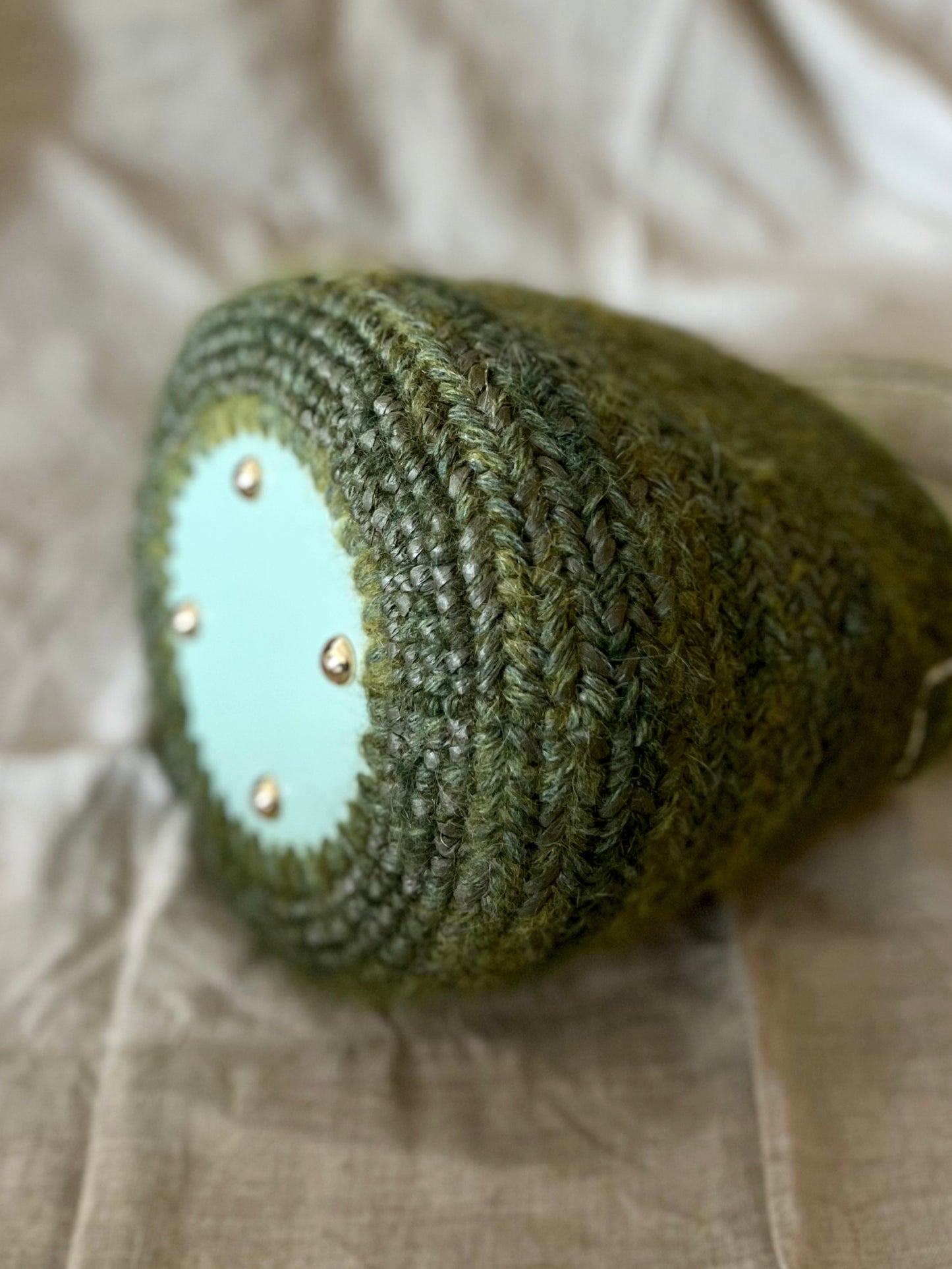 Mélange Green Bucket Bag | wool, fluffy alpaca, paper yarn | ready-to-ship